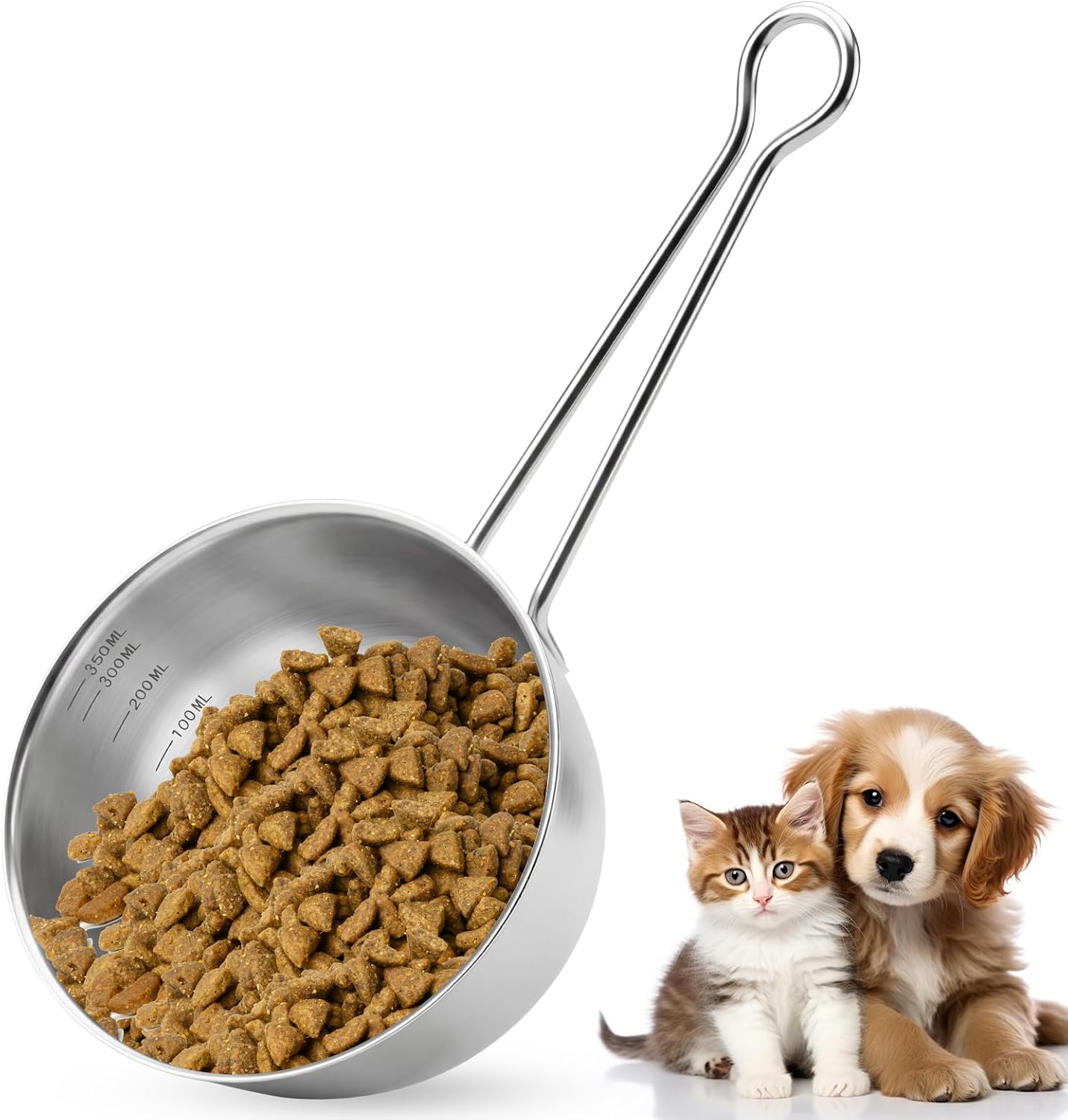 Cuchara medidora de comida para perros y gatos de 1.5 tazas acero inoxidable