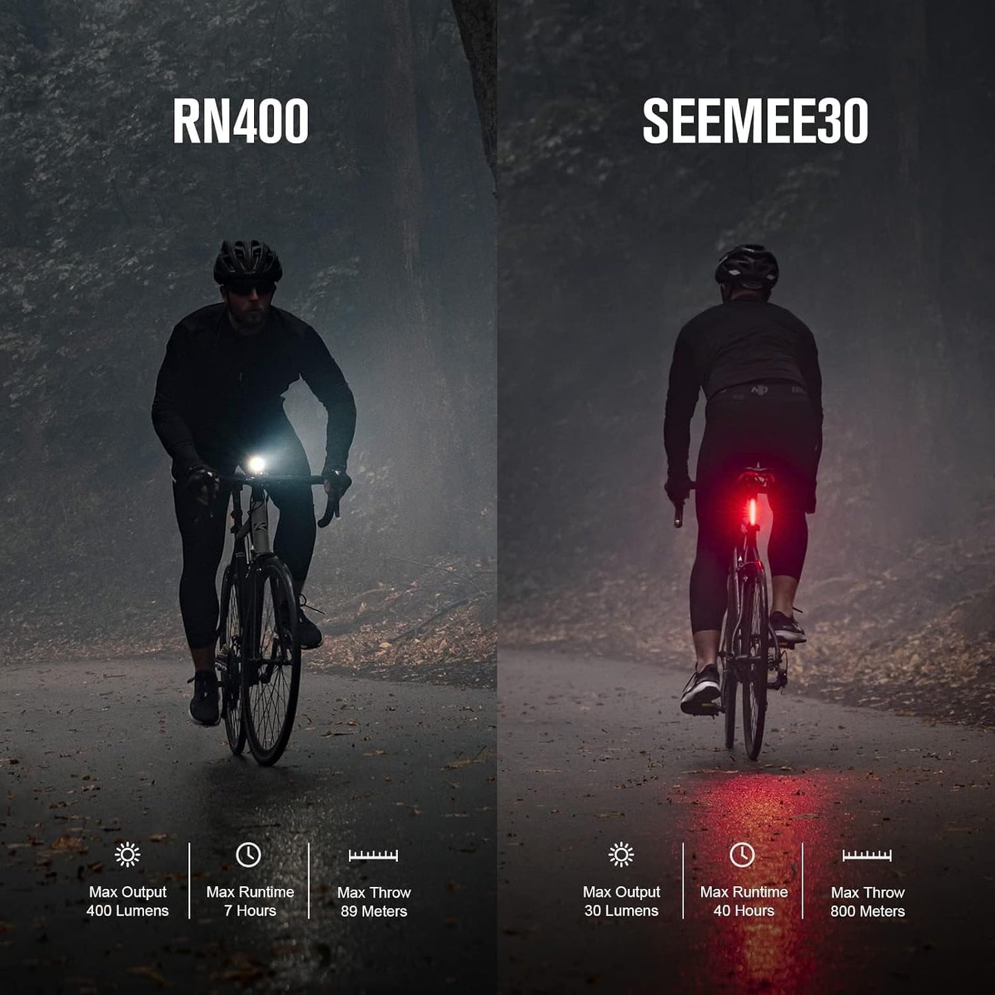 Set luces traseras bicicleta 30lm recargable impermeable