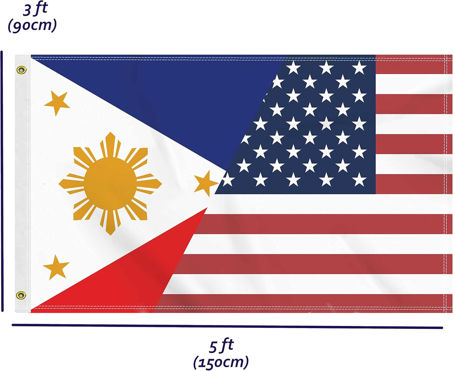 Bandera Filipina EE.UU. 3x5ft 150D para exteriores