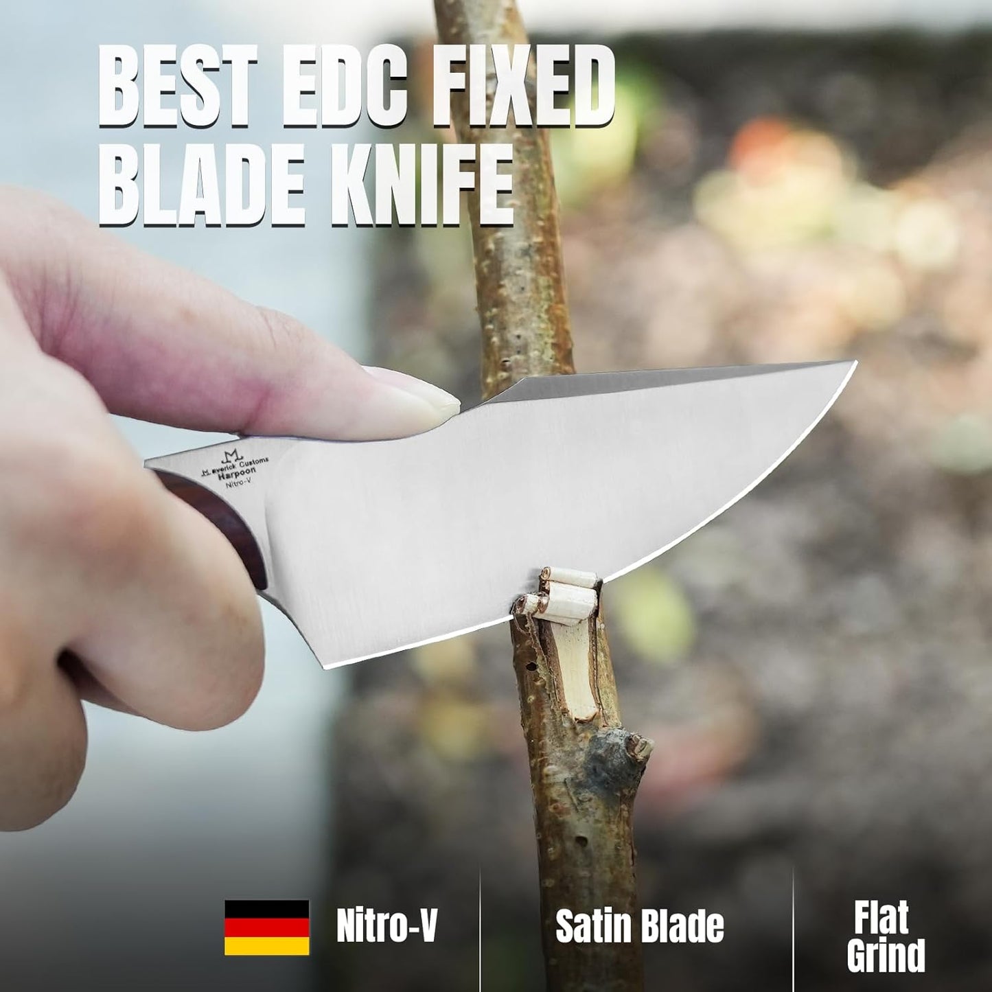 Cuchillo fijo Nitro V 3.84pulg mango sándalo rojo