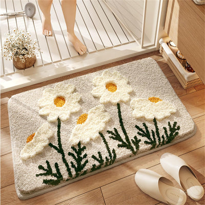 Tapete baño floral antiderrap 17x30pulg