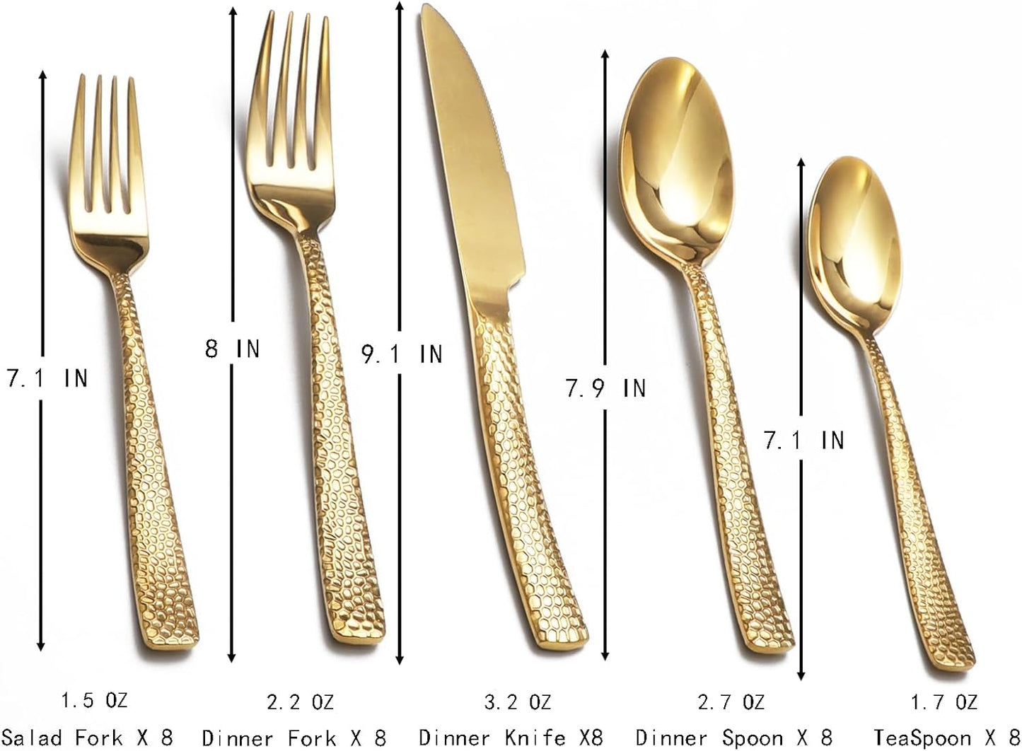 Set 40 Pzas Cubiertos Acero Inox Dorado para 8