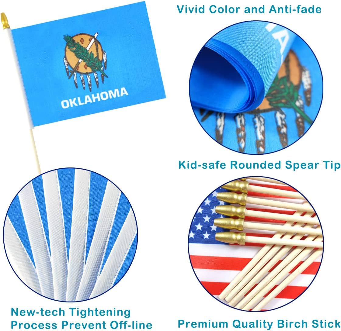 12 Pzas Bandera Mini Palo Madera Maciza