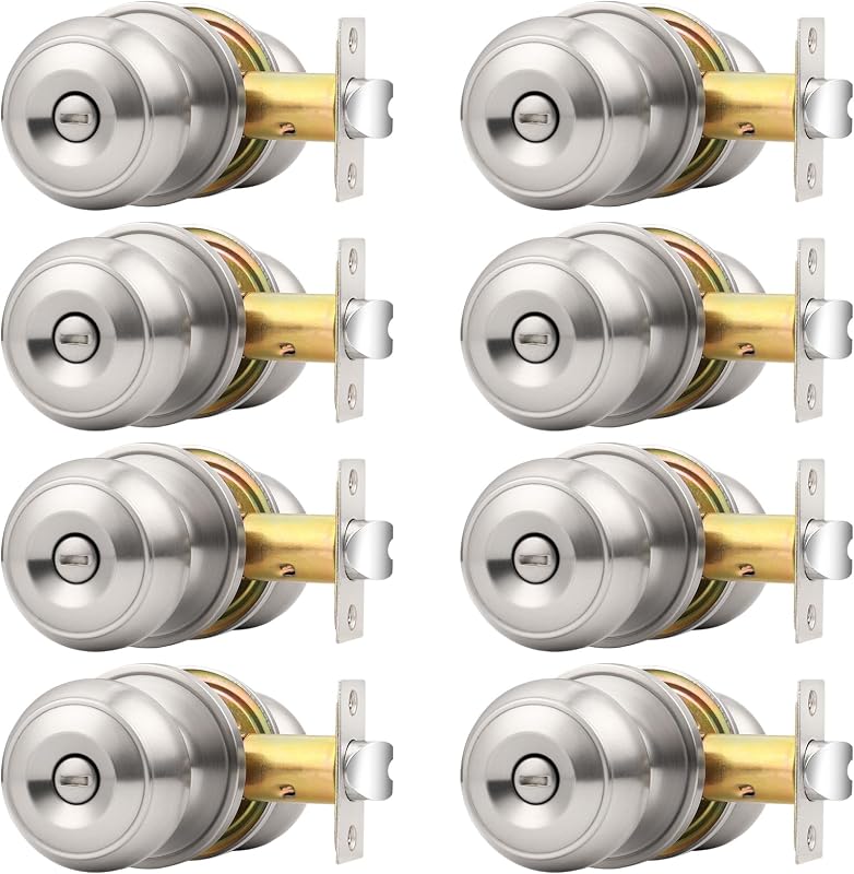 Pomos puerta níquel cepillado con cerradura set 8