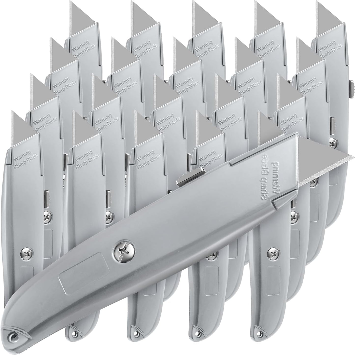 20 Pzas Cuchillo Retráctil Aluminio para Abre Caja Plata