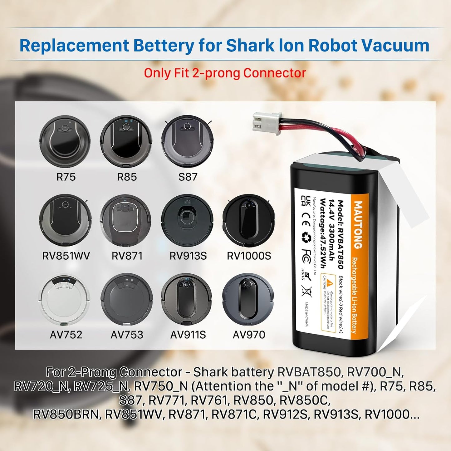 Batería repuesto robot aspirador Shark RVBAT850