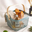 Cesta malla acero colgante cocina baño picnic con mango bambú