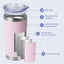 Vaso acero inox 20oz aislado doble pared rosa claro