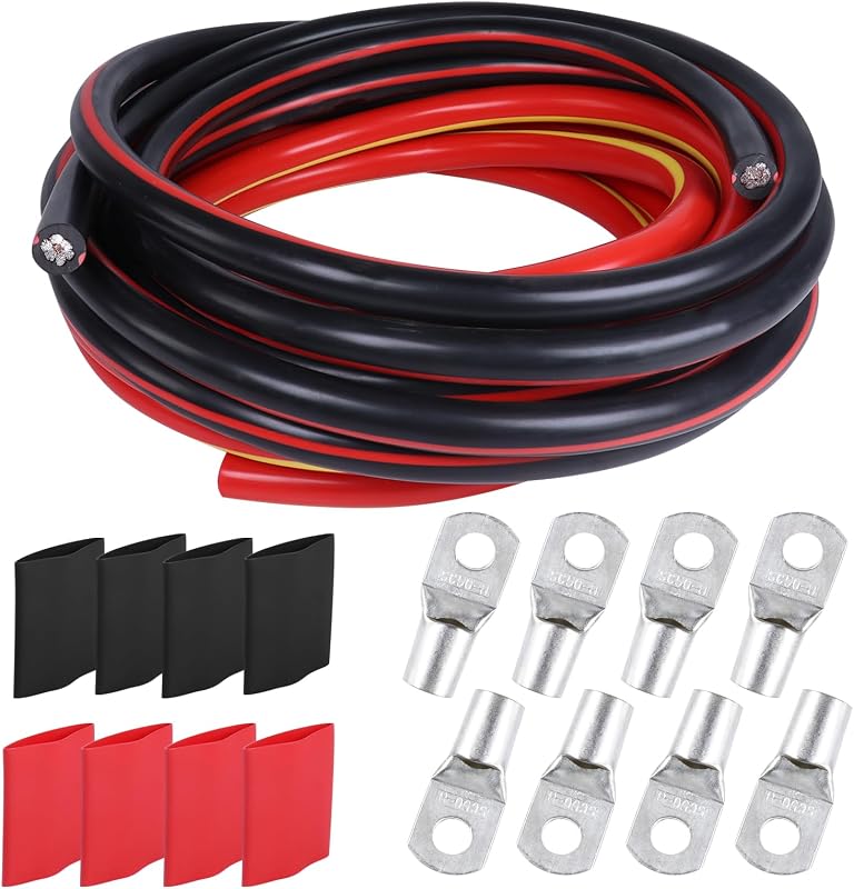 Cable batería 2 AWG 3pies negro rojo con terminales SC