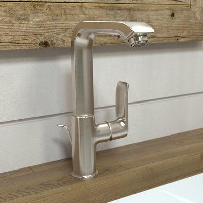 Grifo lavabo baño 1 agujero níquel cepillado moderno