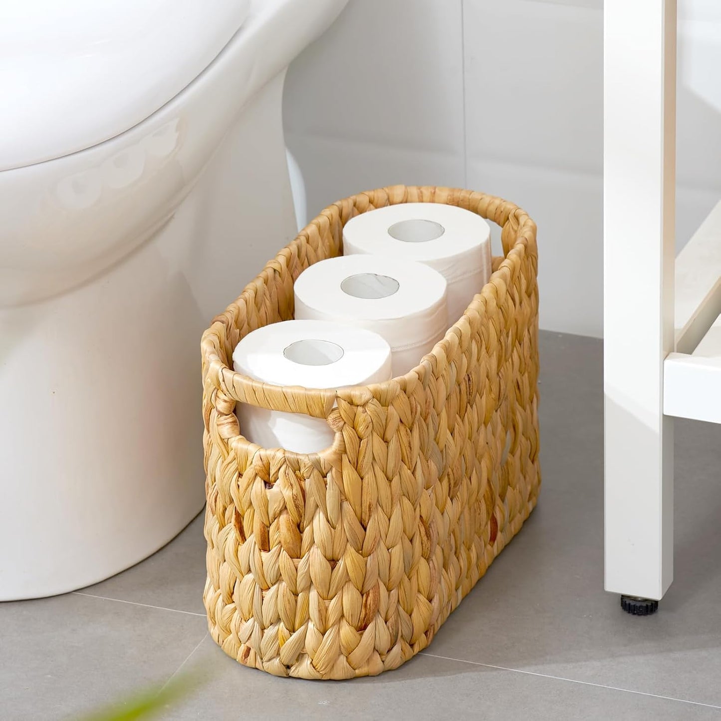 Cesta papel higiénico mimbre jacinto 6 rollos asas