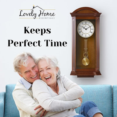 Reloj de pared de madera con péndulo 27x11pulg silencioso