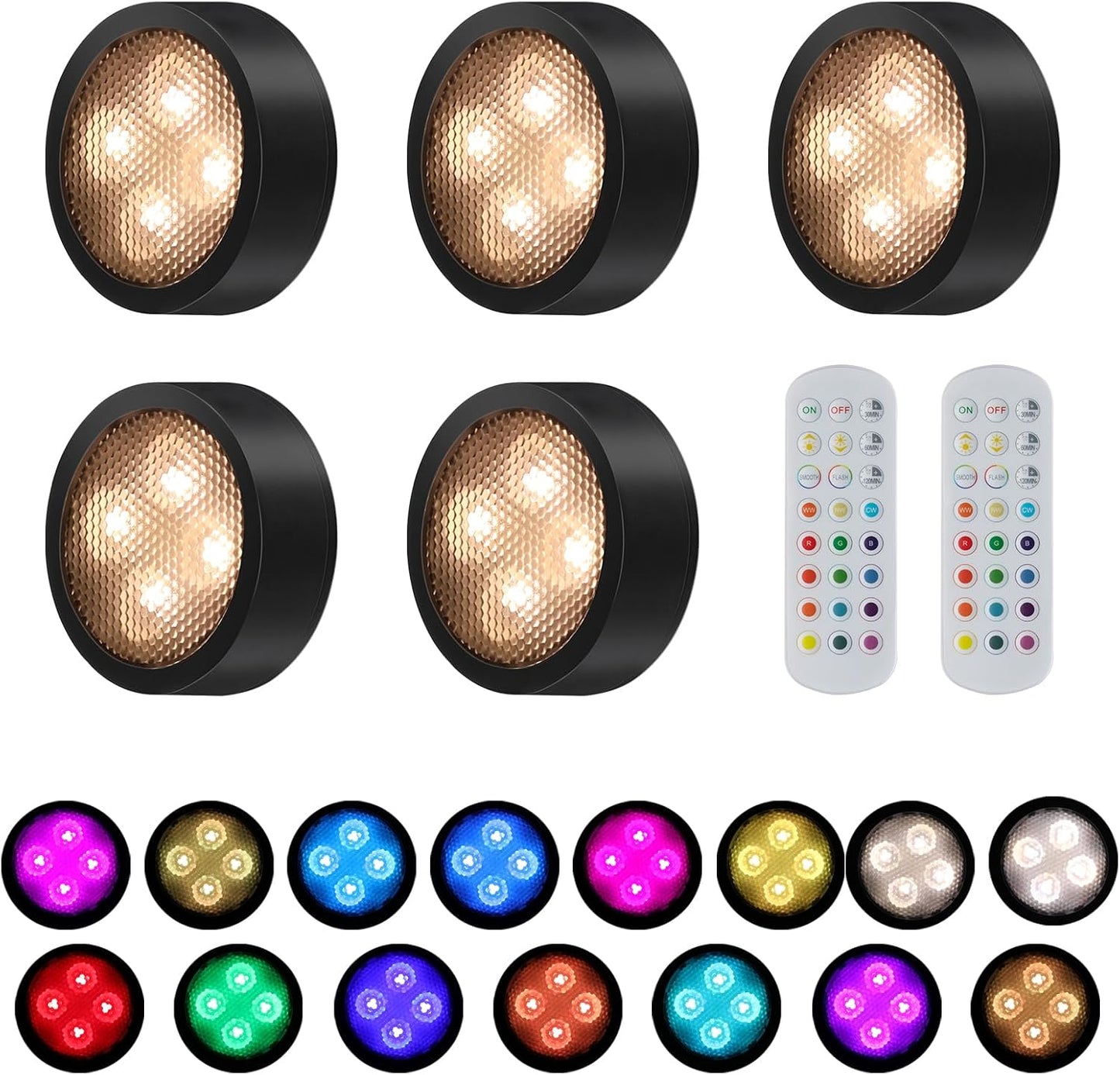 5 Luces Disco Adhesivas con Grifo 15 LED Regulables