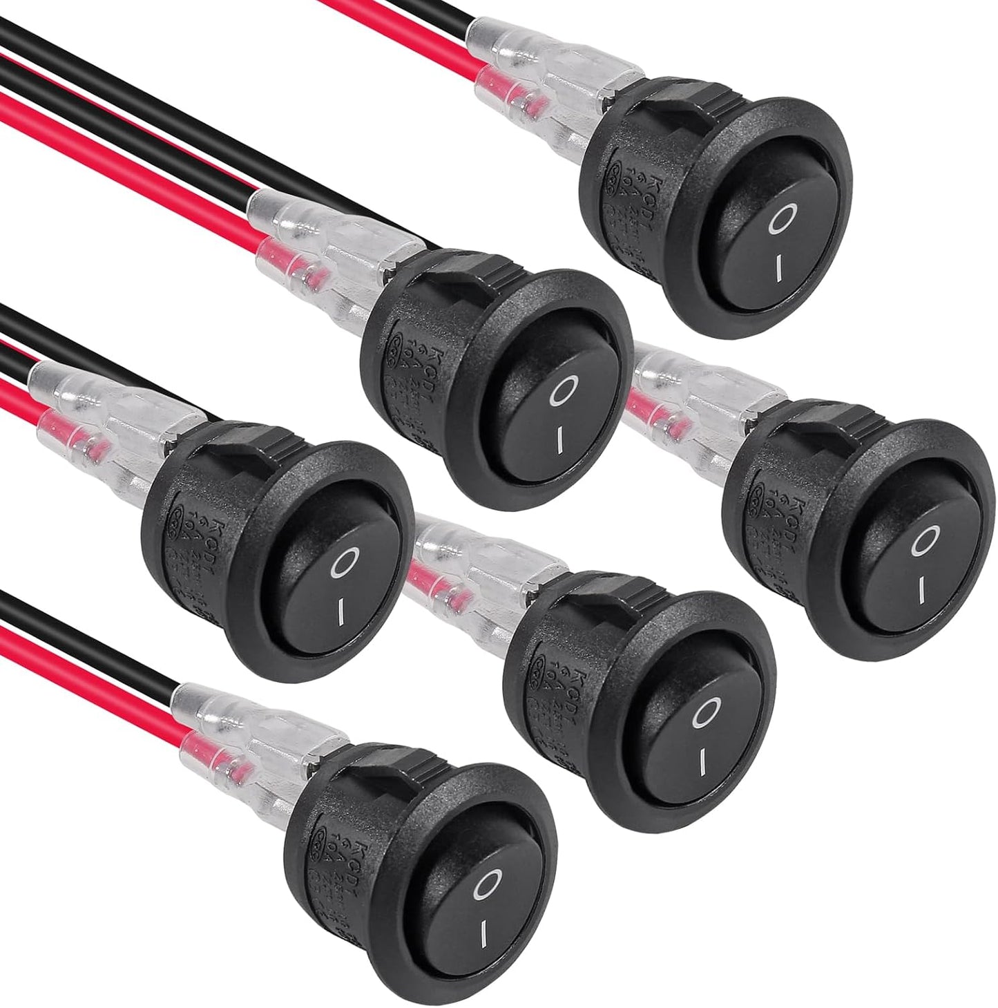 6 Pzas Interruptor Basculante Redondo 12V CC 20mm para Auto