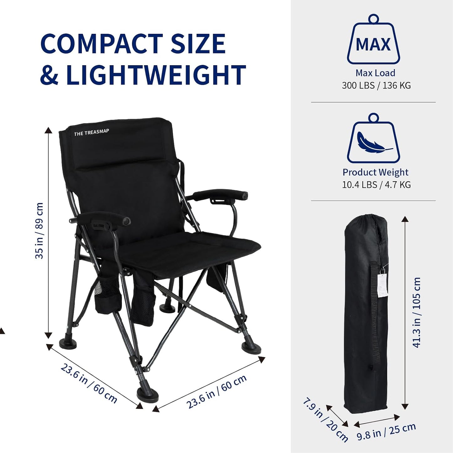 Silla camping plegable con calefacción gran tamaño