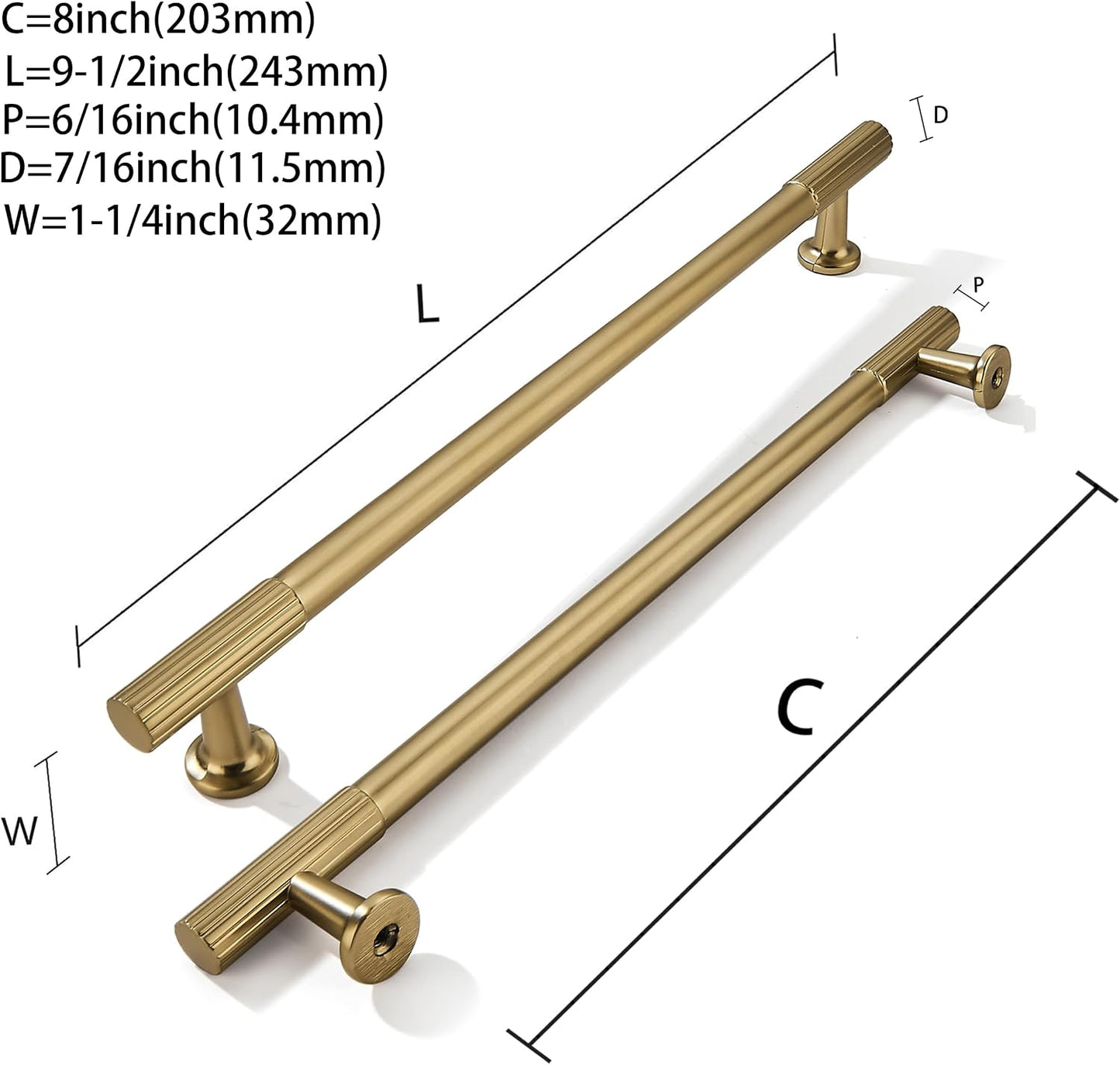 Tiradores gabinete bronce champán 8pulg set 5 manijas cocina