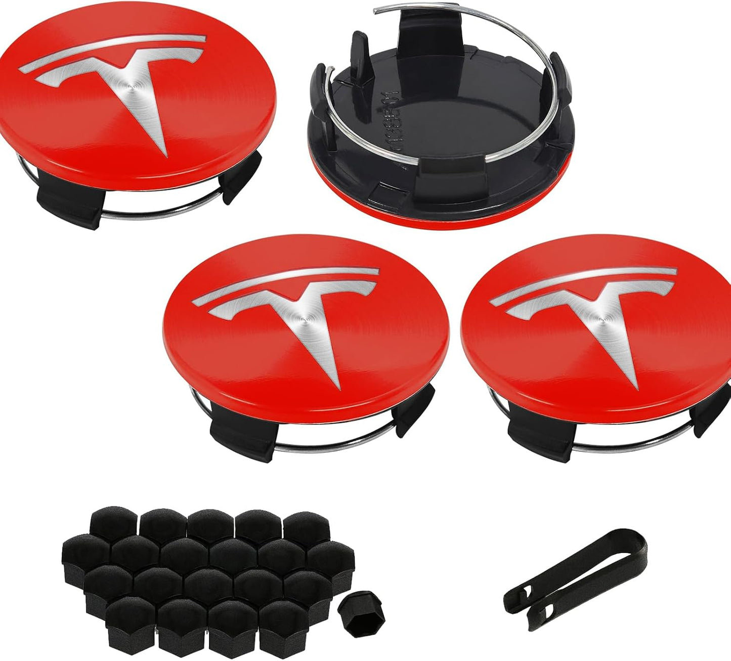 4 Tapas centrales Tesla Modelo 3/Y 2.205" negras