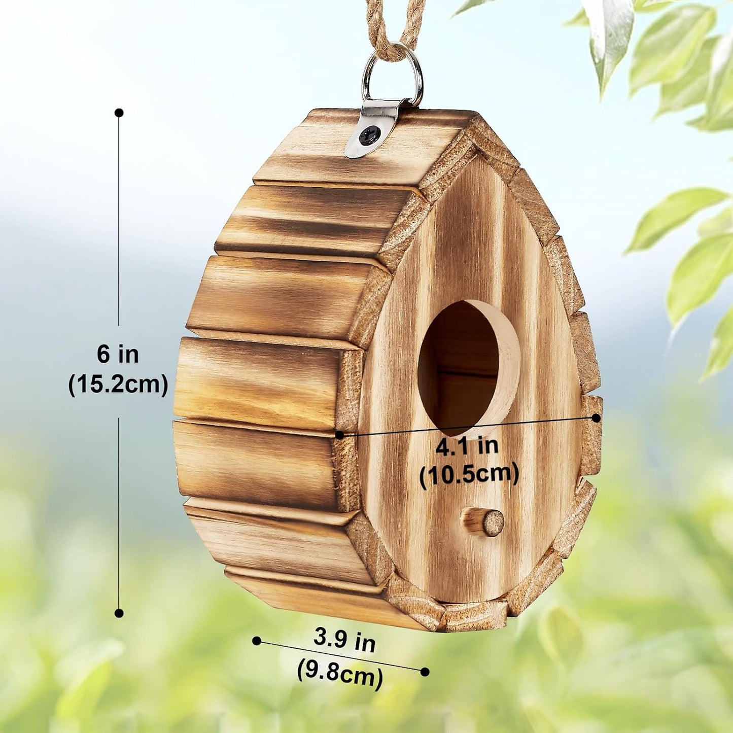 Casa colibrí madera natural para pájaros 5.9"
