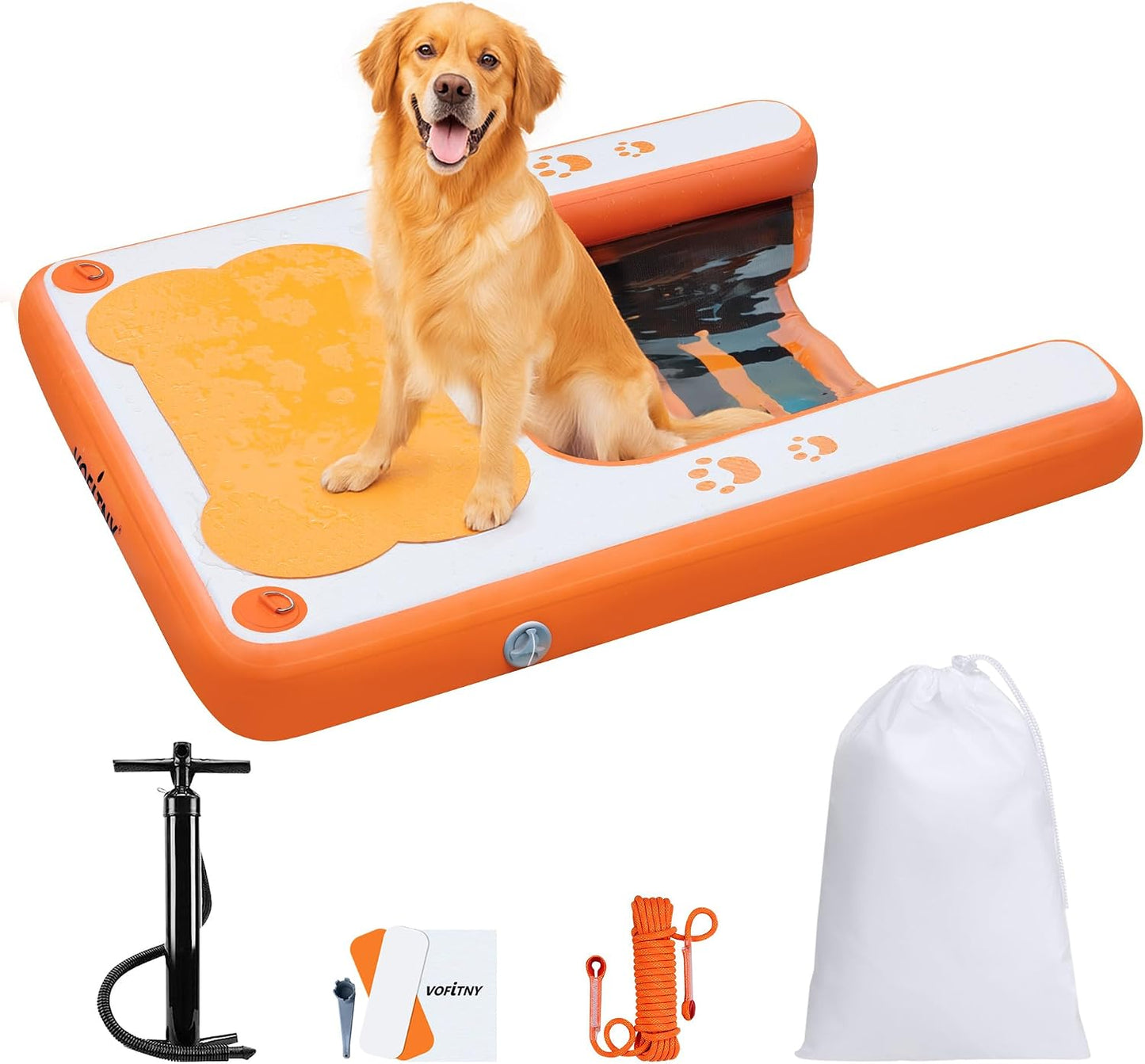 Rampa piscina perros hasta 200lb antiderrap con escalera