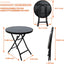 Mesa auxiliar redonda vidrio templado plegable negro