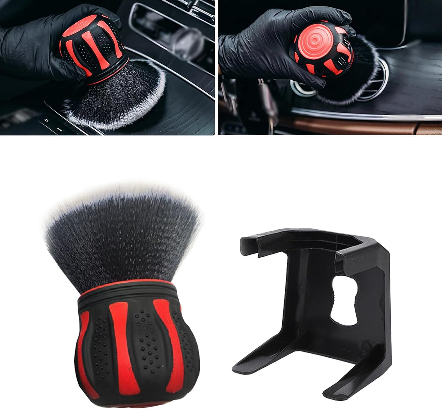 Cepillo detalles auto ultra suave con estante rojo