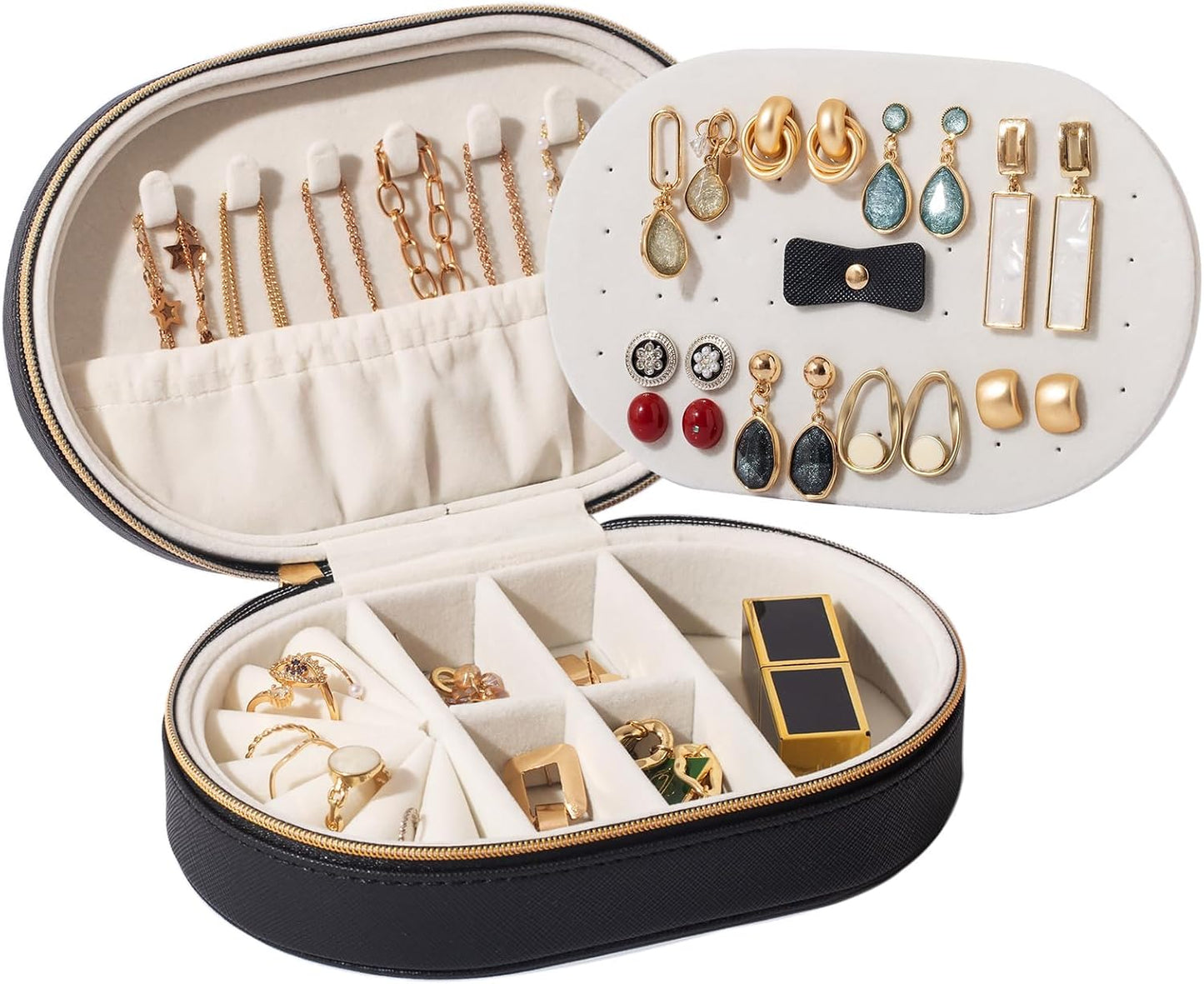 Caja organizadora joyas viaje para mujeres y niñas negro