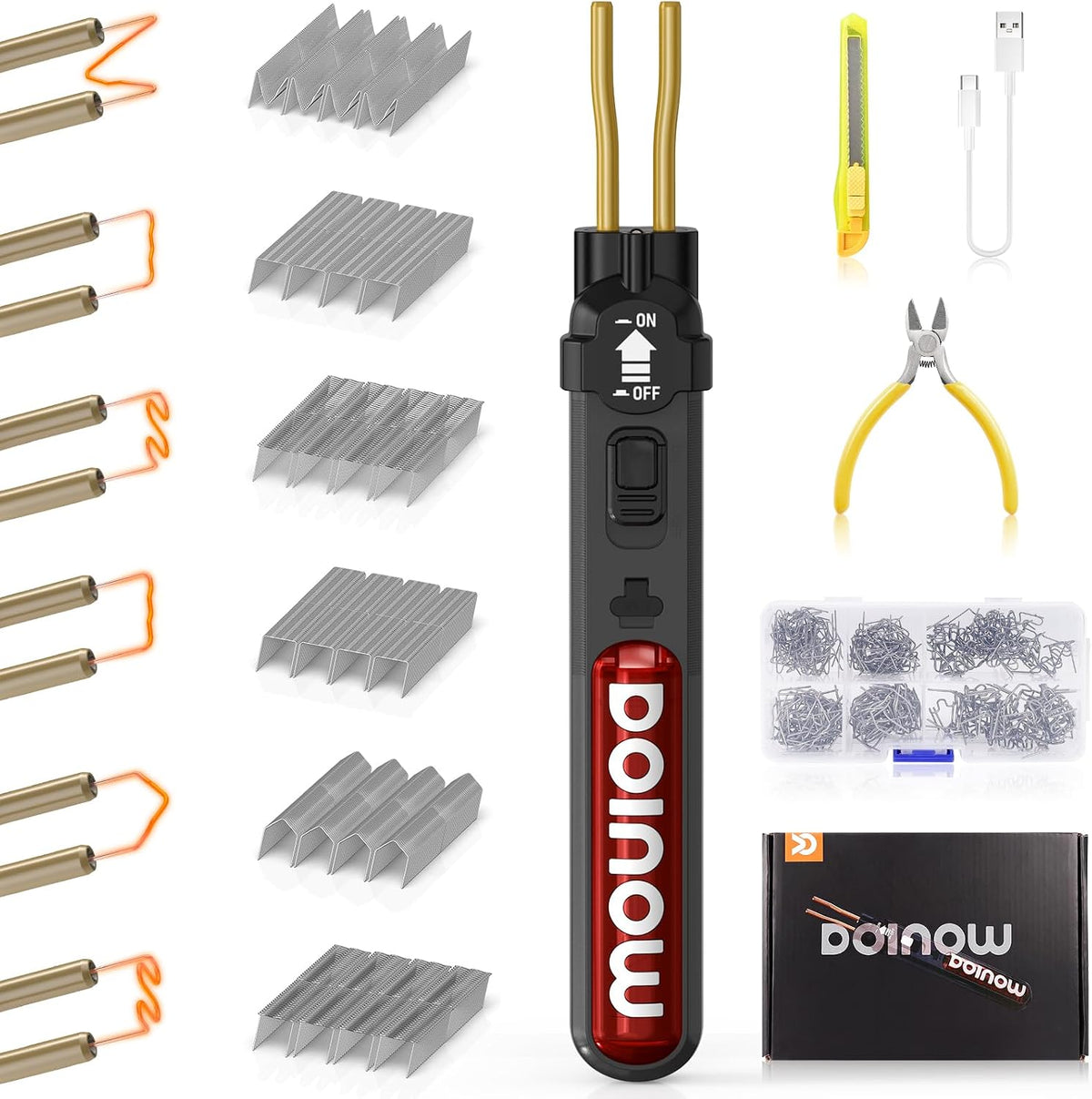 Kit soldador plástico inalámbrico 300 grapas USB-C