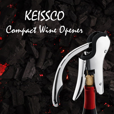 Juego abridor vino acero inox con cortador aluminio y 2 tapones