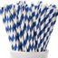 Pajitas papel biodegradable a rayas azules 144 uds