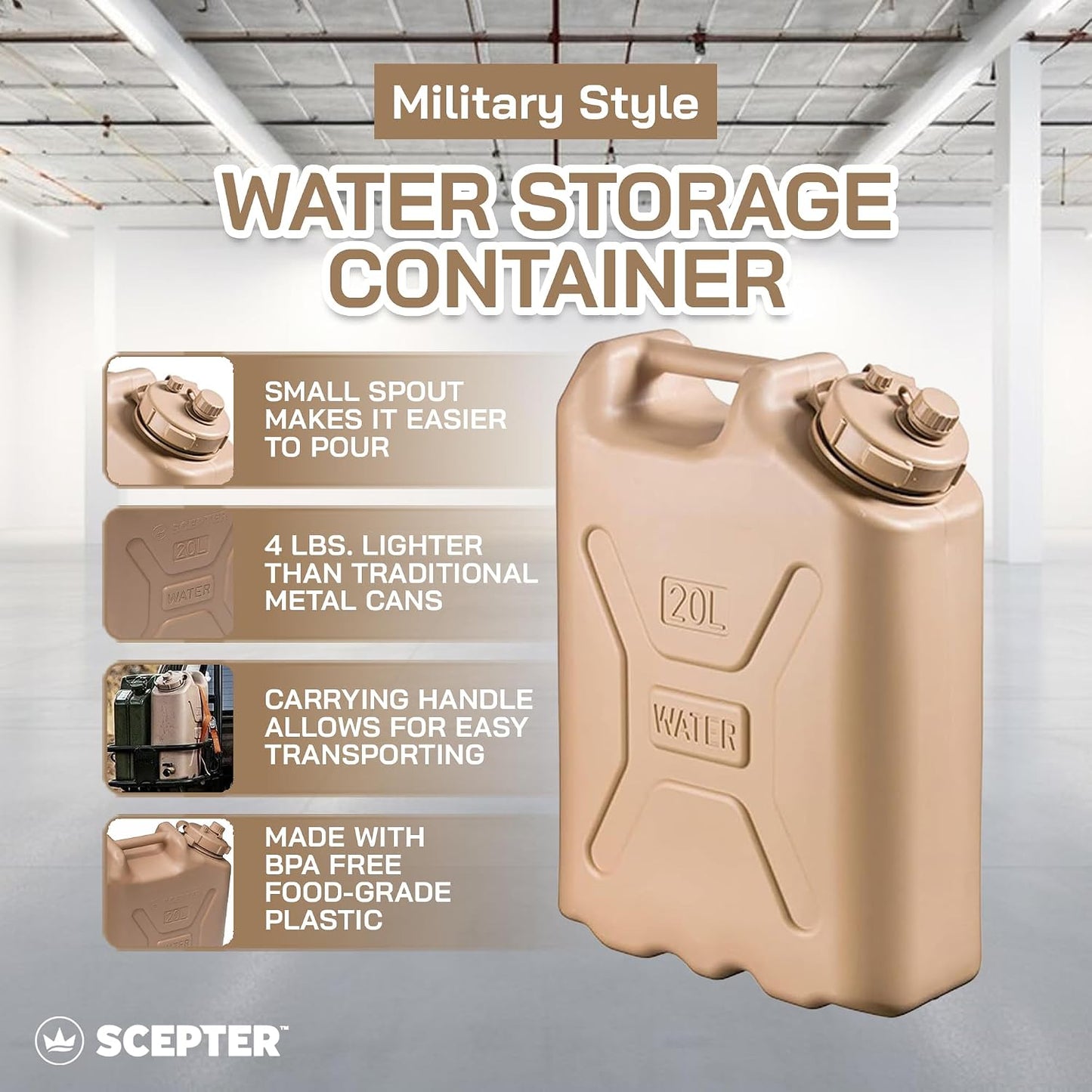 Contenedor agua 5gal estilo militar para acampar