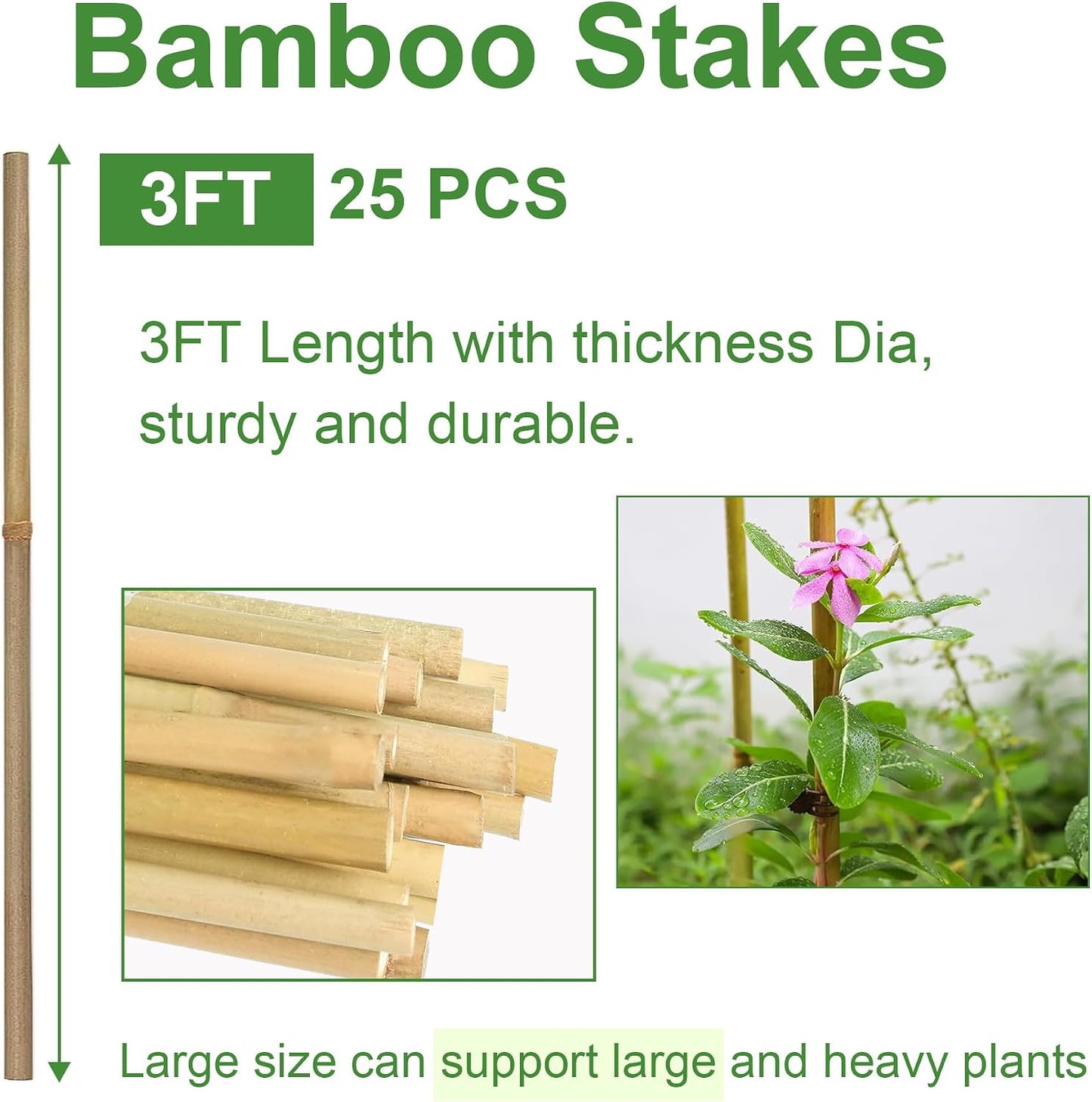 Estacas bambú 36" pack 25 para tomates y flores