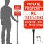Señal No Trespassing estaca aluminio 54" reflectante