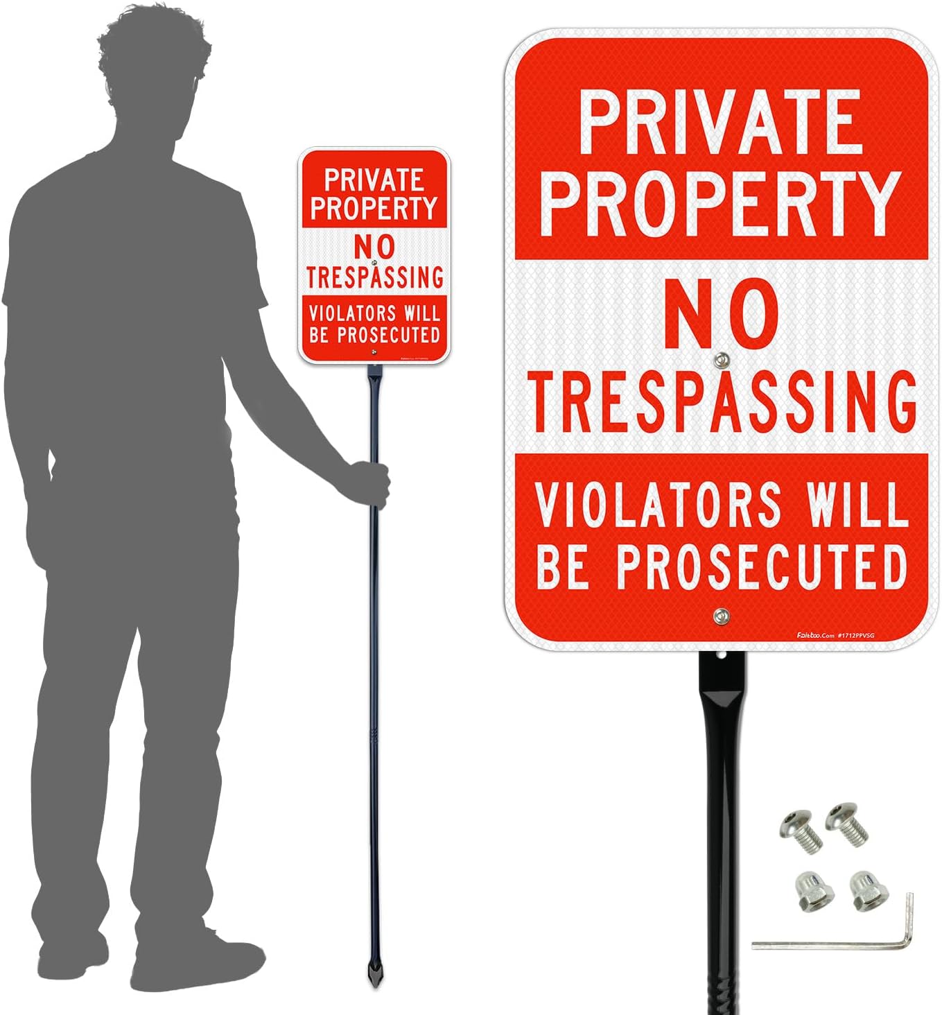 Señal No Trespassing estaca aluminio 54" reflectante