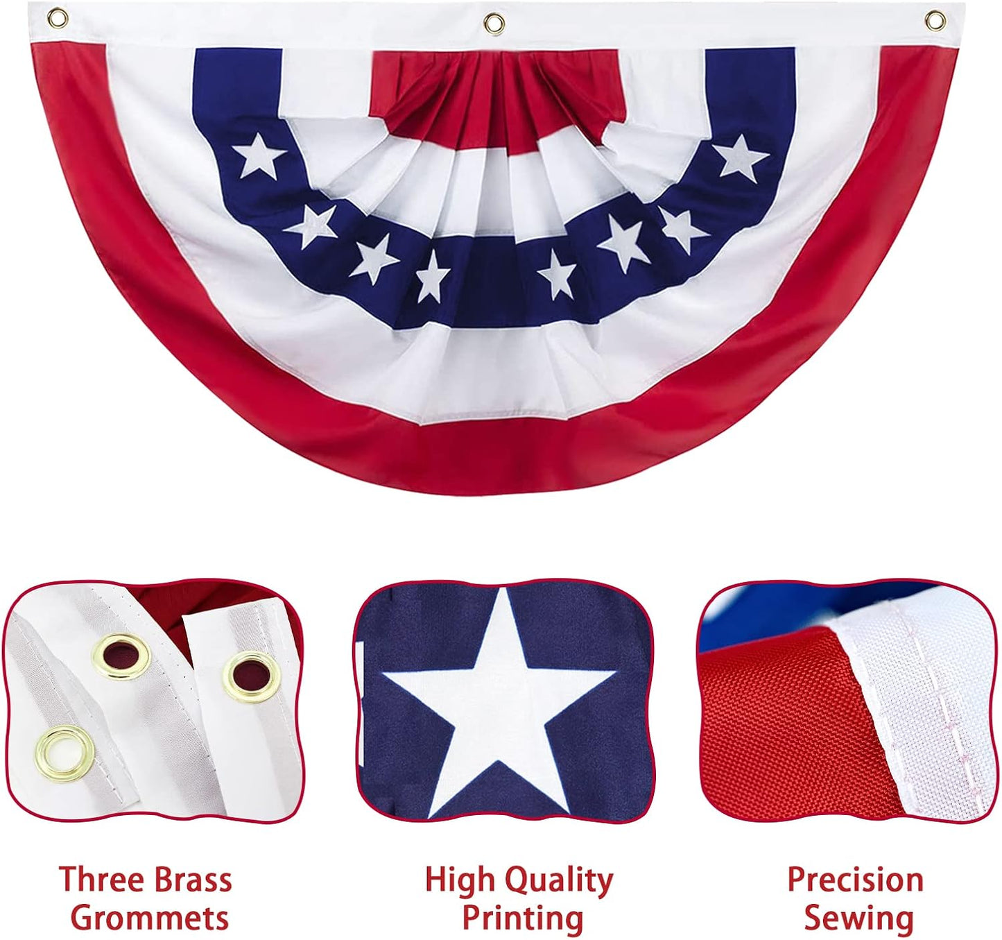 Bandera abanico plisada 2x4ft set 2 decoración 4 de julio