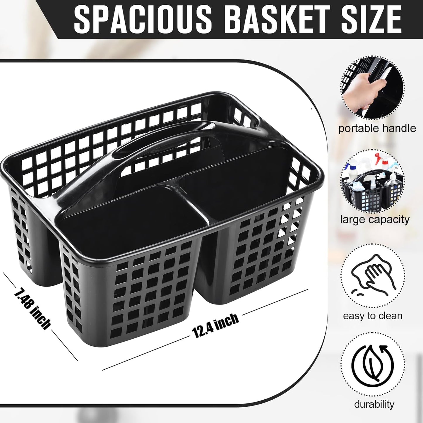 Cesta ducha plástico 3 compartimentos organiz. negro