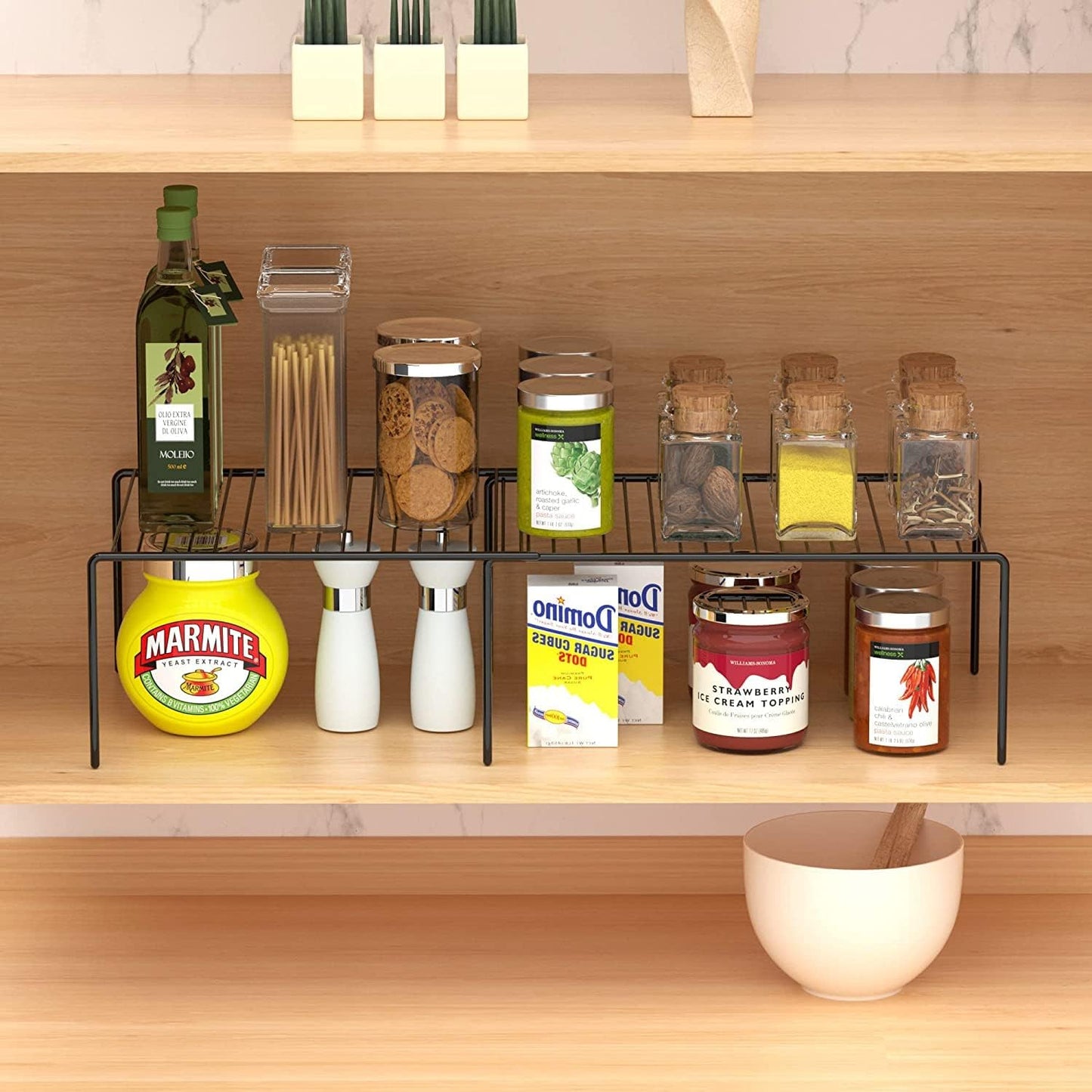 Set 6 organiz. estantes metal ajustables cocina