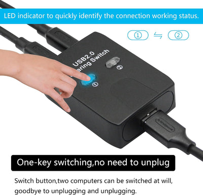 Interruptor USB 2.0 con luz LED para 2 dispositivos