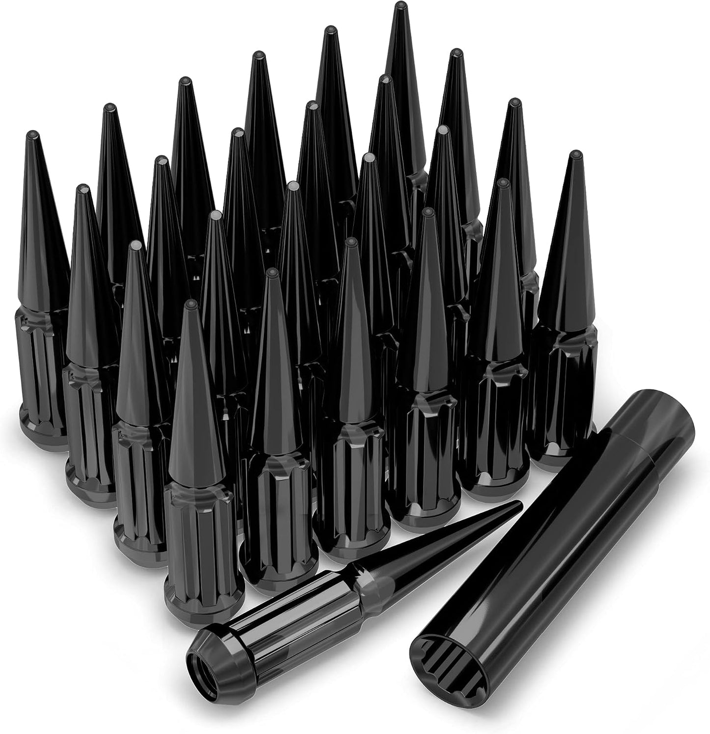 Set 25 tuercas M12x1.25 estriadas color negro