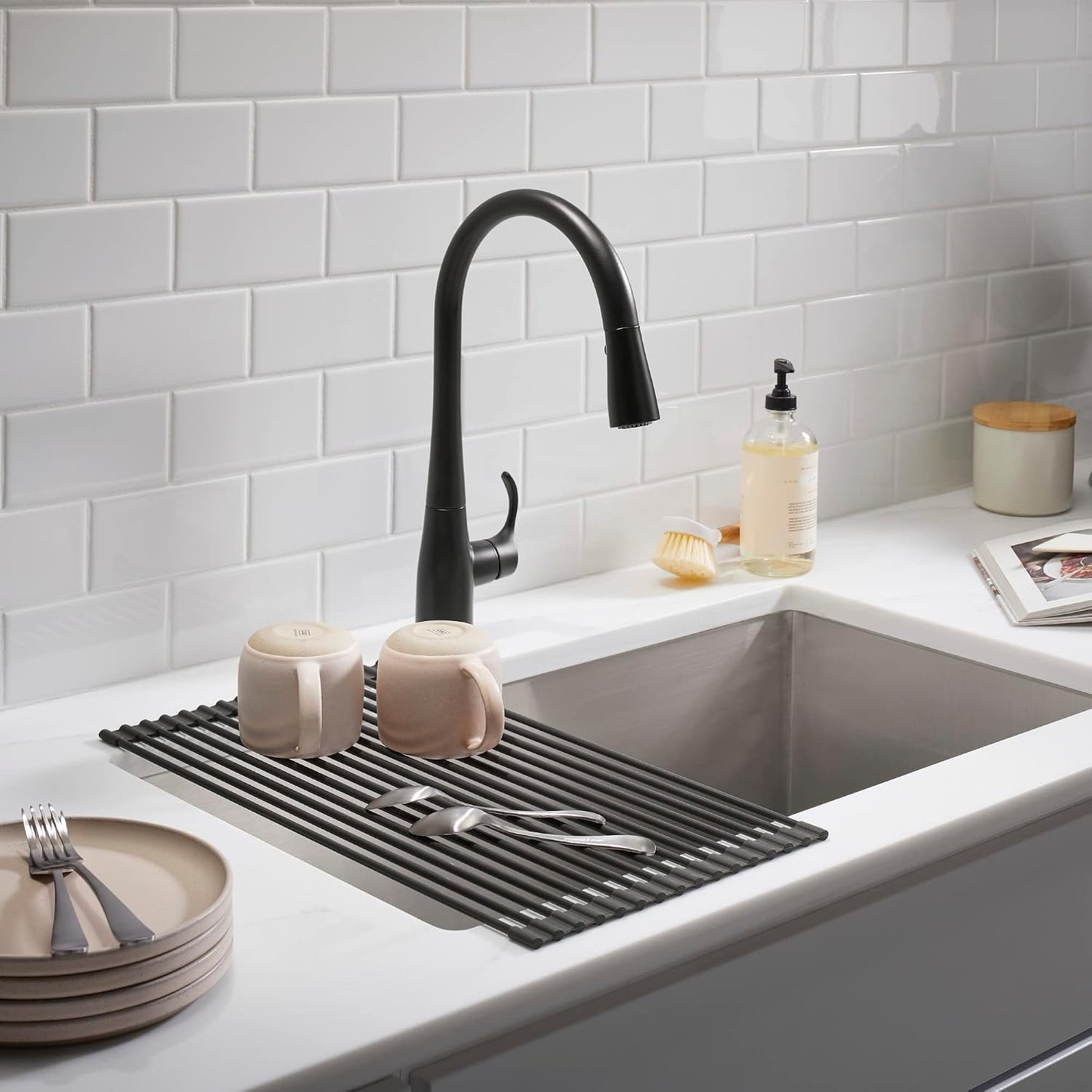 Estante enrollable silicona acero inox 19.5x11"