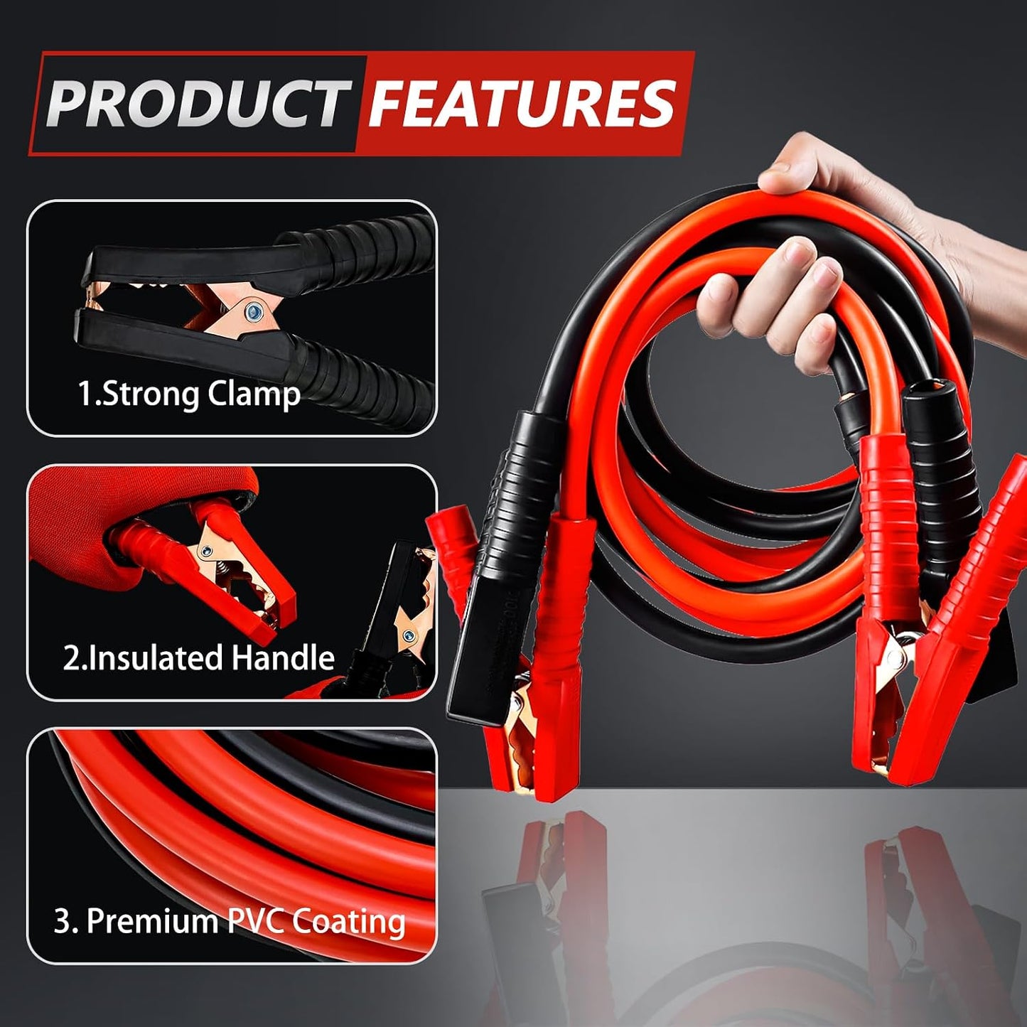 Cables puente 30ft para arrancar baterías automóvil