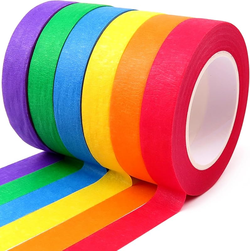Cinta adhesiva 1/2pulg x15yardas multicolor 6rollos