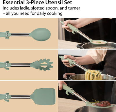 Juego utensilios cocina silicona grado alimenticio resistente calor