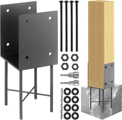 Soporte poste valla acero inox 8x8 con base