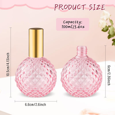4 Botellas Spray Vidrio 3.4oz Rosa para Perfume y Maquillaje