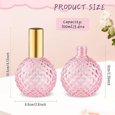 4 Botellas Spray Vidrio 3.4oz Rosa para Perfume y Maquillaje