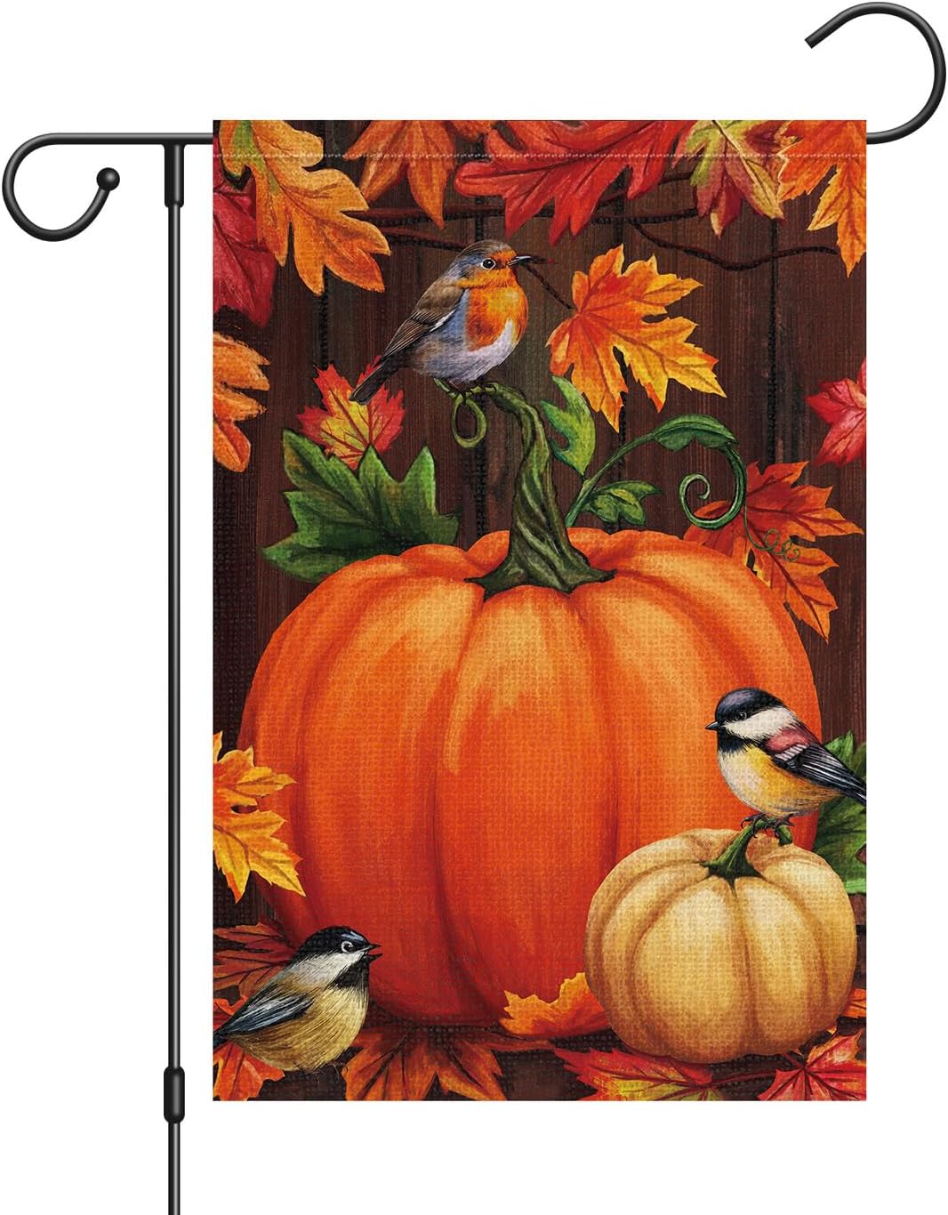 Bandera jardín otoño 12x18pulg doble cara calabaza pájaros