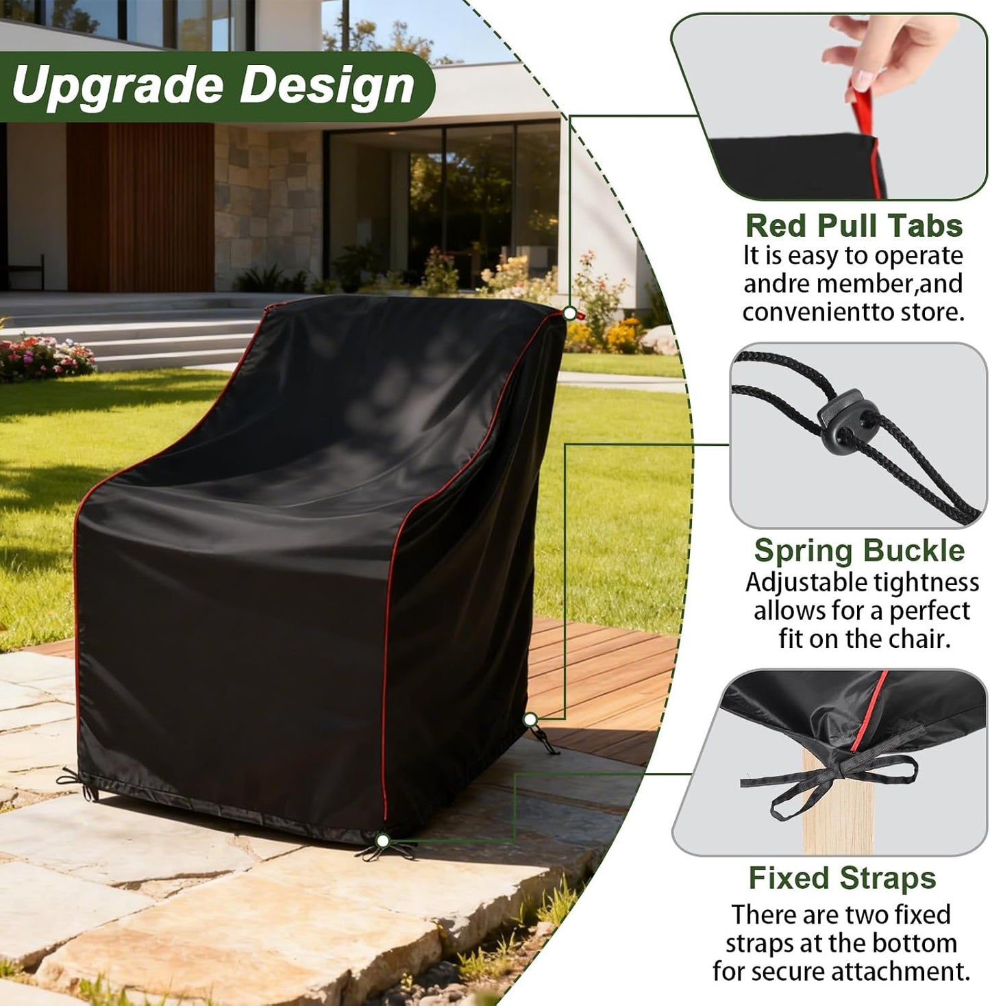 Fundas sillas patio impermeables Adirondack mecedoras negro
