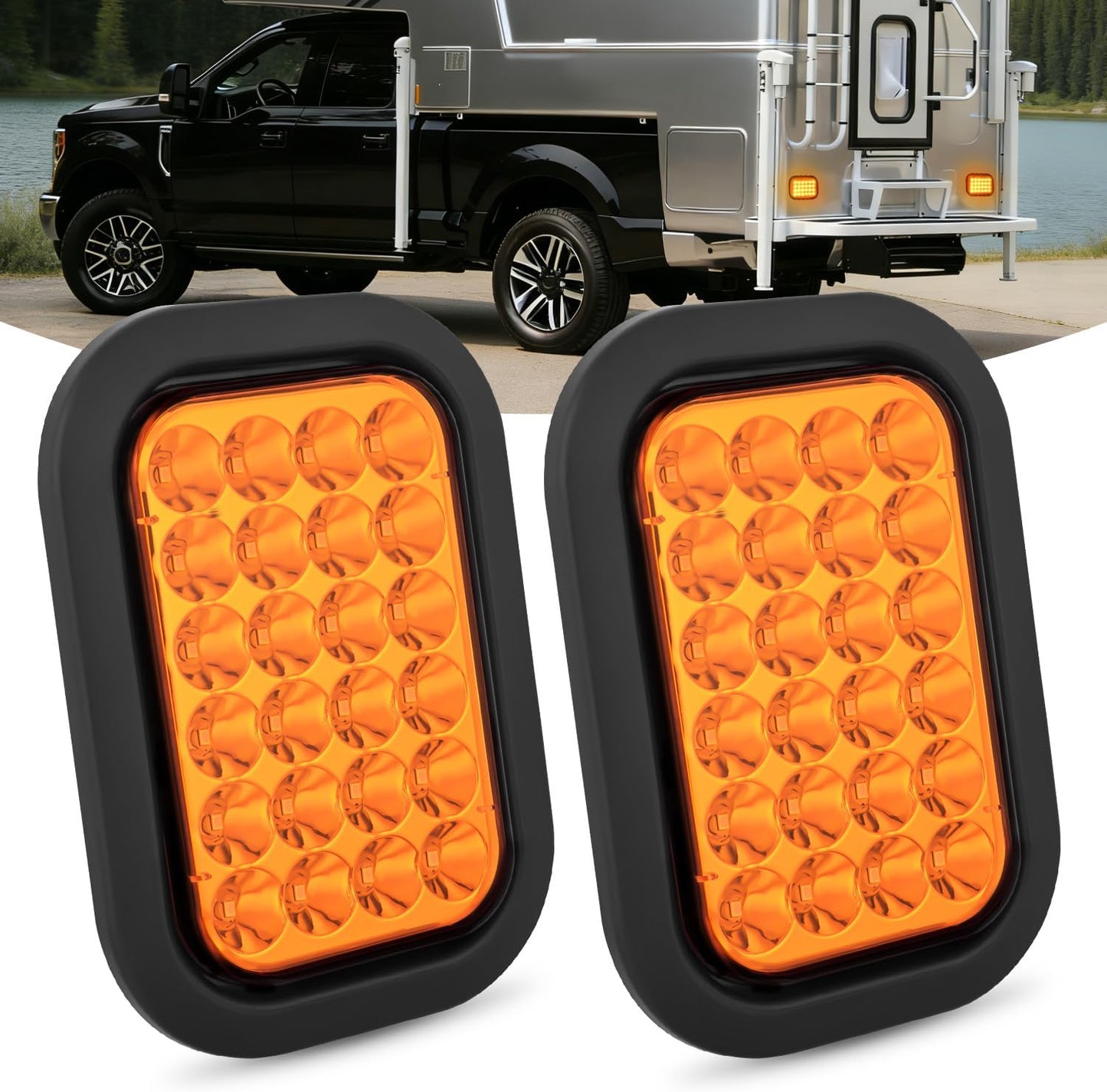 Luz trasera remolque 5x3 2 Pzas LED ámbar 12V
