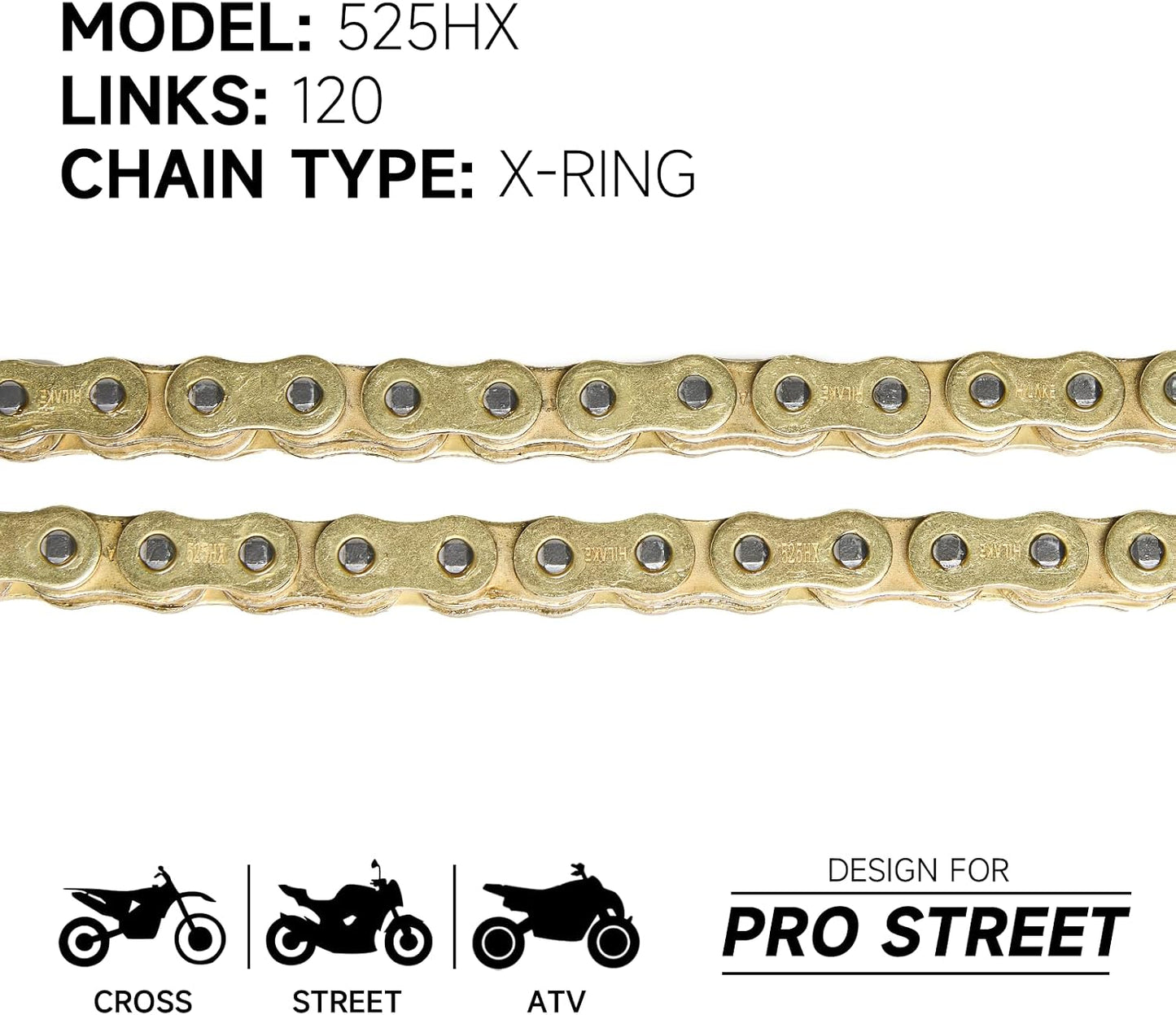 Cadena oro 525 X-Ring 120 eslabones con rompedor
