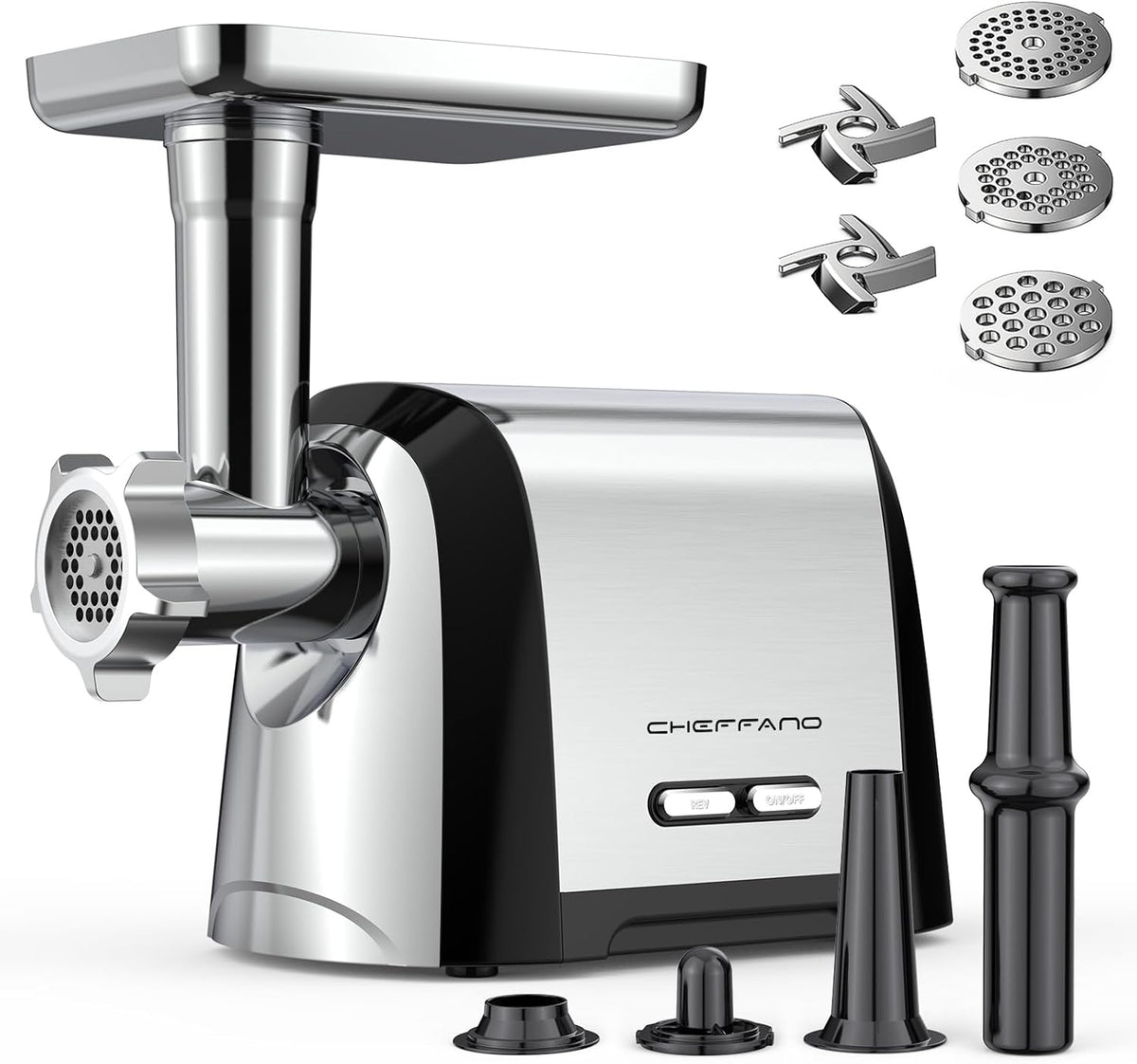 Molinillo carne acero inox con tubo salchichas y cuchillas